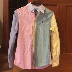 Color Block Ralph Lauren Oxford Button Up Shirt